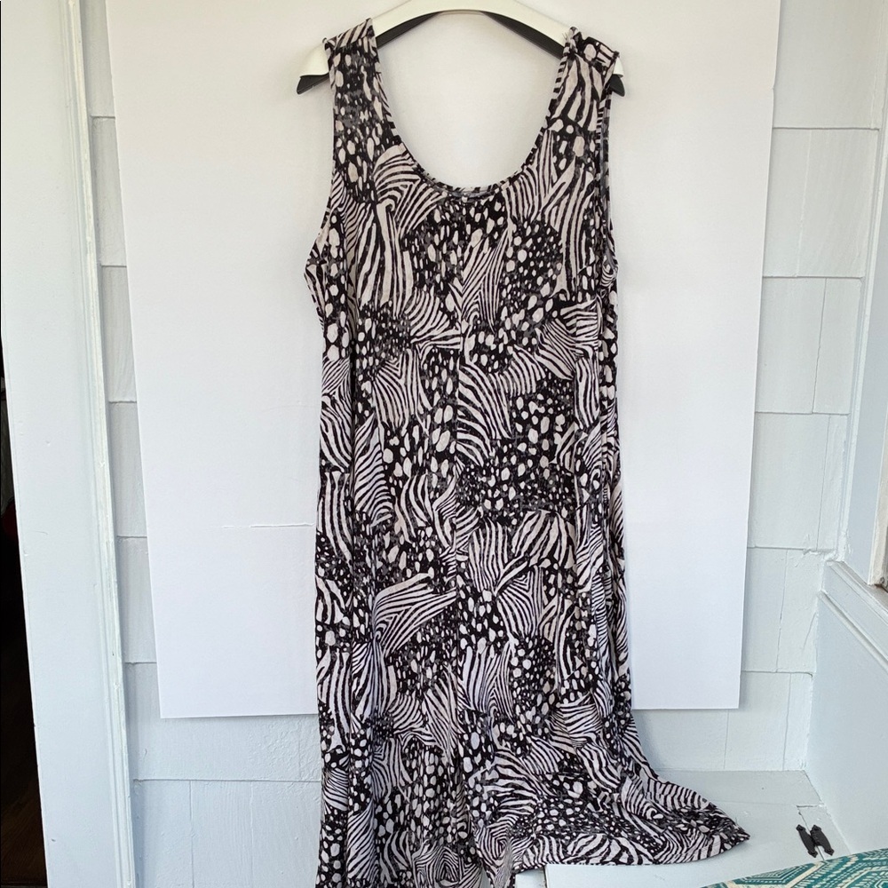 Attitudes by Renee Black and Cream Patterned Wide Leg Sleeveless Jumper 3XP - Picture 1 of 15